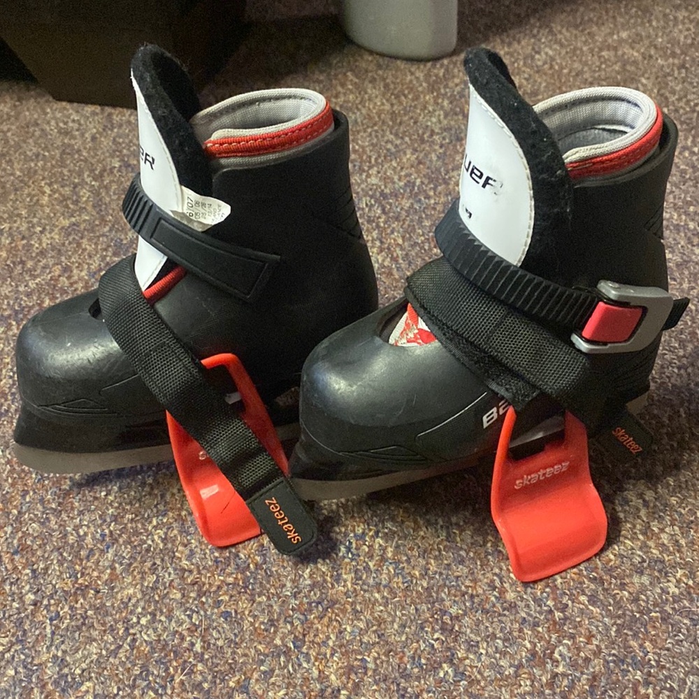Kids Black and Red Adjustable Ice Skates